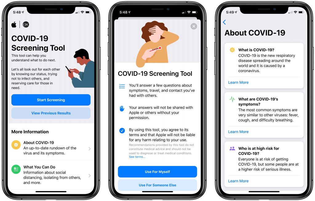 Apple Releases COVID-19 Screening Tool App and Web Site