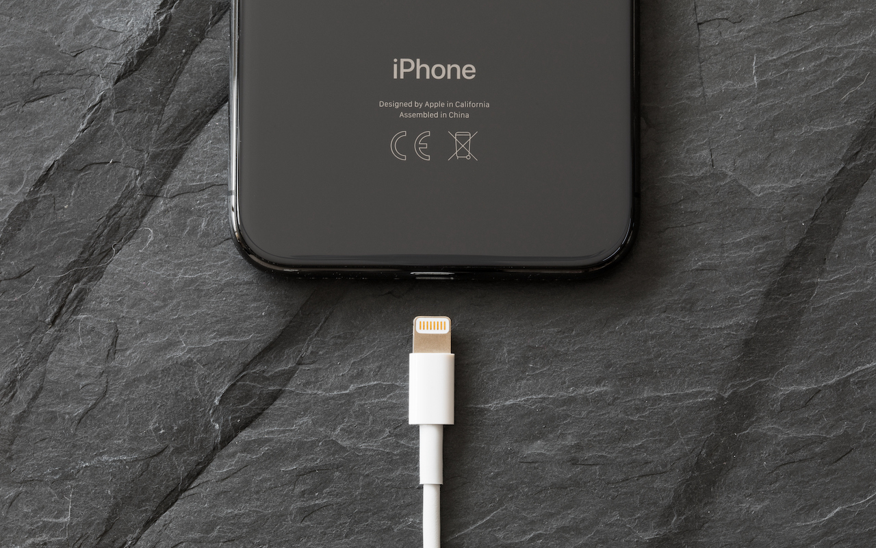 Latest generation iPhone X with charger connector.